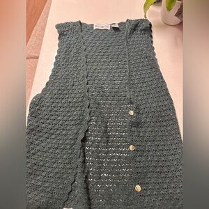 Crocheted cotton blend vintage vest